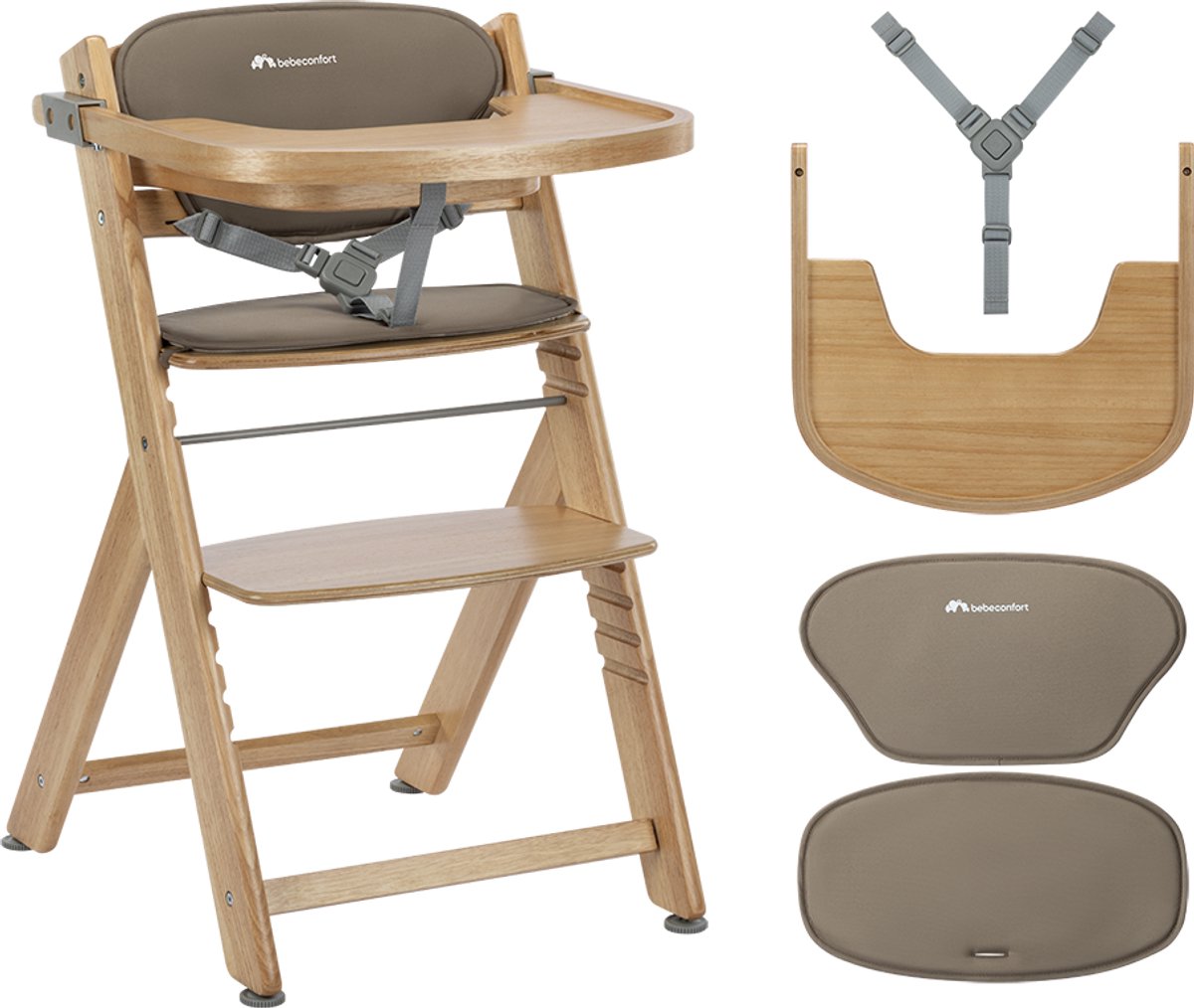 Bebeconfort Timba2 med sittdyna – Barnstol i naturträ
