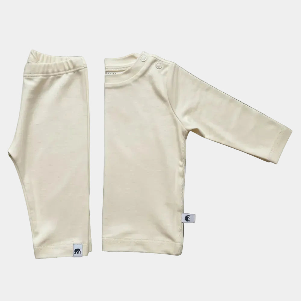 Premium Bamboo Baby Pajama Set: T-Shirt & Leggings CREAM