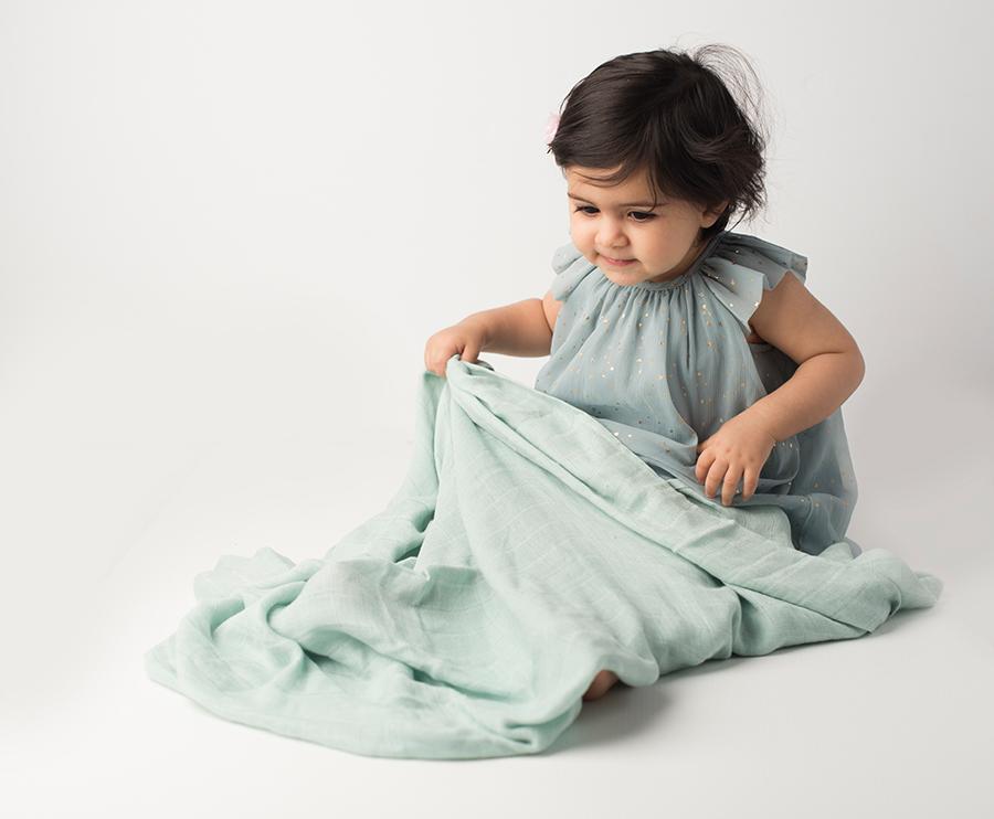 Muslin Blanket Green / White