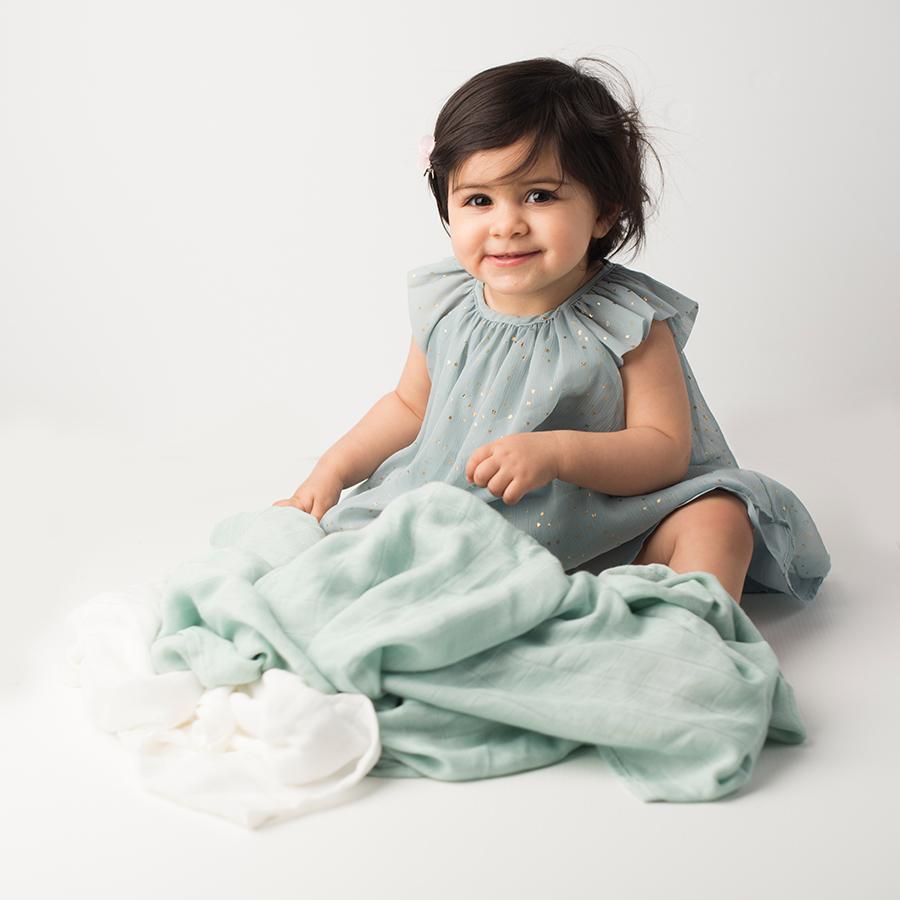 Muslin Blanket Green / White